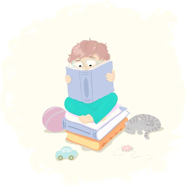 Little boy with book — Stock Vector