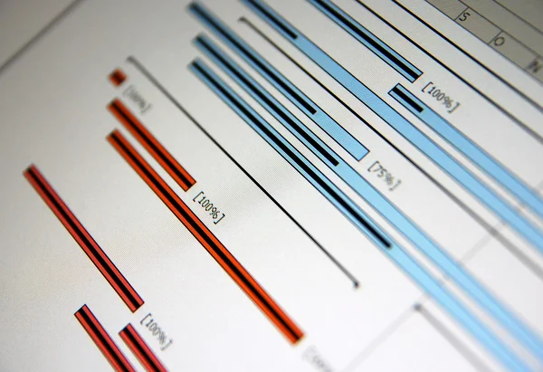 A Gantt chart is a type of bar chart that illustrates a project schedule. — Stock Photo, Image