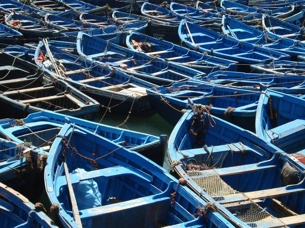 Stock image Blue boats in Essaouira port