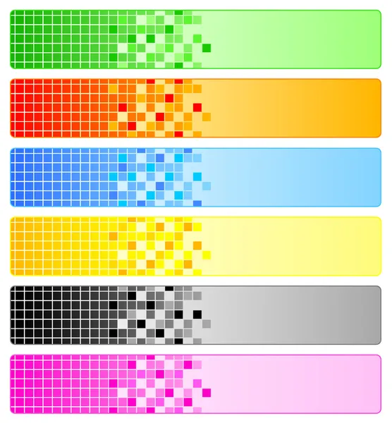 Seis banners abstractos con píxeles — Vector de stock