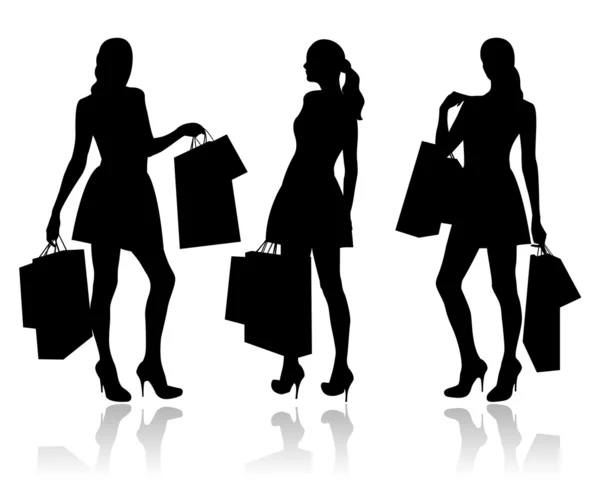 Bevásárlótáskás nők — Stock Vector