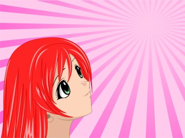 Anime girl on pink background clipart