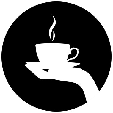 Silhouette of hand with cup of coffee/tea clipart