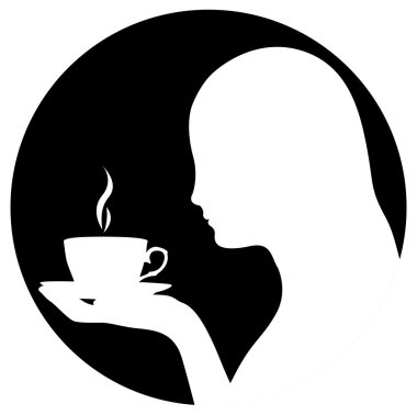 Silhouette of woman drinking coffee clipart