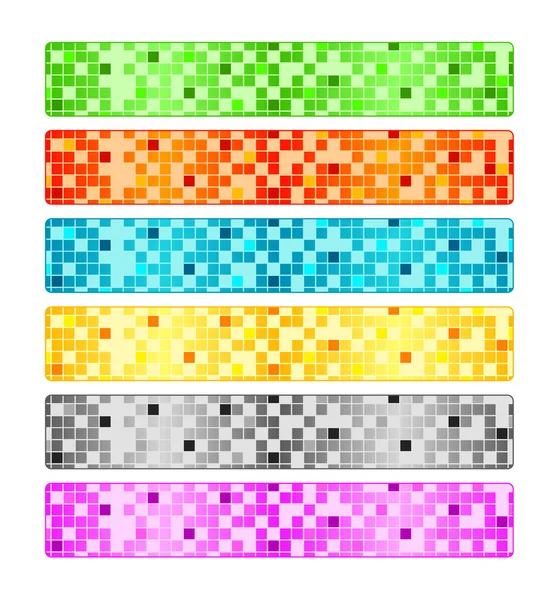 Zes abstracte pixel banners — Stockfoto