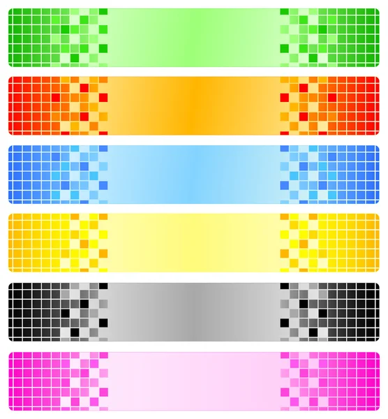 Шесть абстрактных баннеров с пикселями — стоковое фото