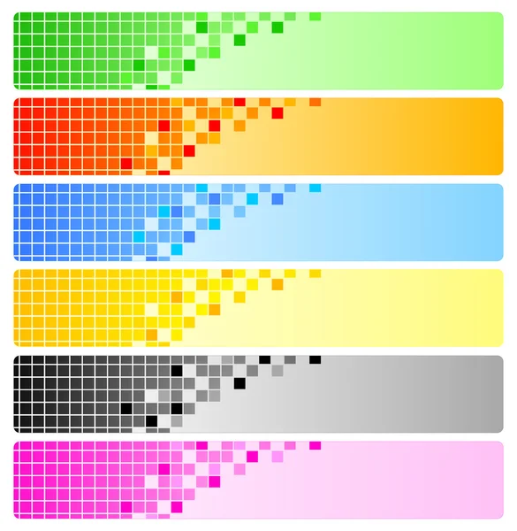 Шесть абстрактных баннеров с пикселями — стоковое фото