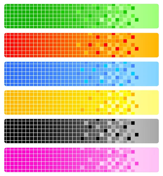 Šesti abstraktní bannery s pixely — Stock fotografie