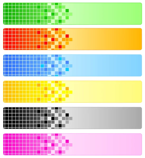 Seis banners abstractos con píxeles — Foto de Stock