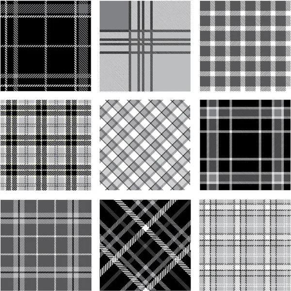 Black & white plaid patterns set — Stock Photo, Image