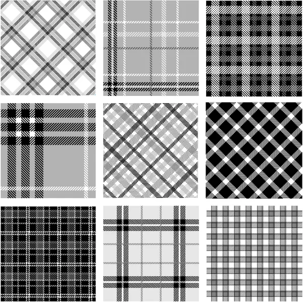 Black & white plaid patterns set — Stock Photo, Image