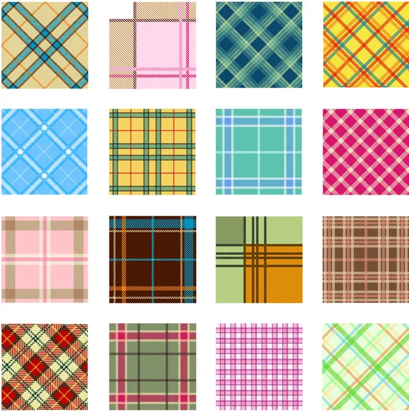16 different plaid patterns — Stock Photo, Image