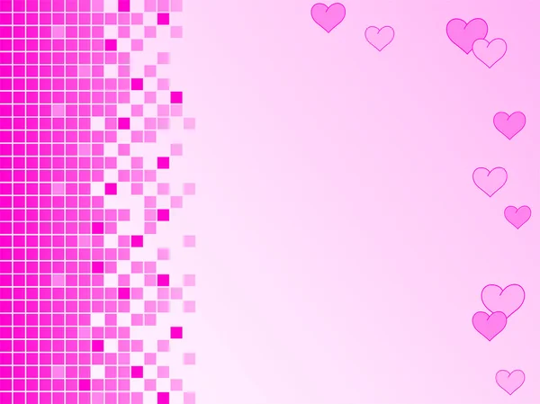 Fundo rosa com pixels e corações — Fotografia de Stock