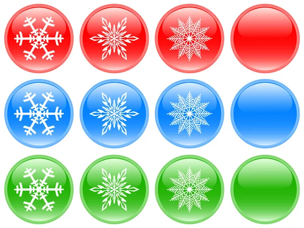Botões de vidro com flocos de neve — Fotografia de Stock