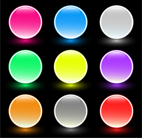 Set of beautiful glass buttons on black background — Stock Photo, Image