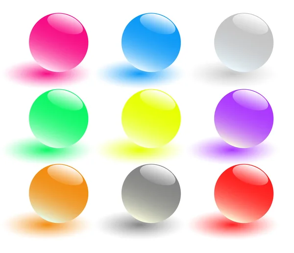 Conjunto de nove esferas de vidro — Fotografia de Stock