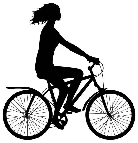 Vrouw op fiets — Stockfoto