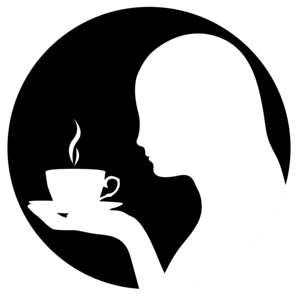 Silhouette of woman drinking coffee — Stock Photo, Image