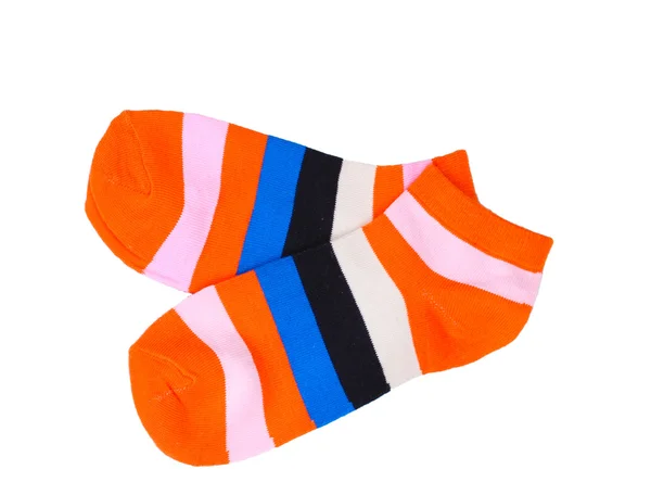 Яскраві смугасті шкарпетки ізольовані на білому — стокове фото
