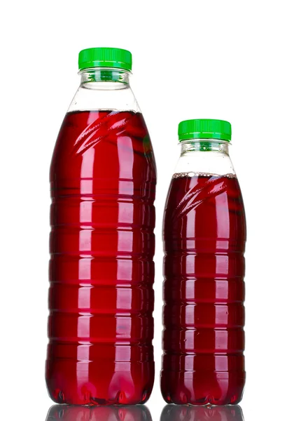 Flaskor med juice isolerad på vit — Stockfoto