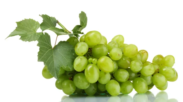 Спелый зеленый виноград изолирован на белом — стоковое фото
