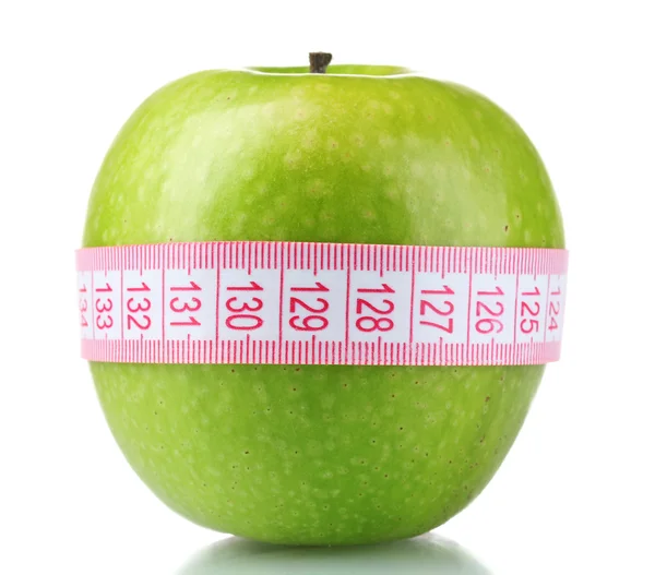 Зелене яблуко і вимірювальна стрічка — стокове фото