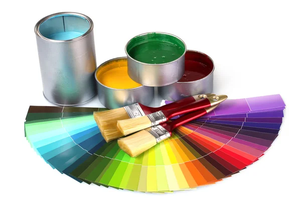 Offene Blechdosen mit Farbe — Stockfoto