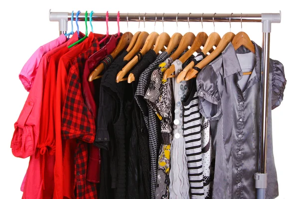 Different clothes on hangers — Stock Photo, Image