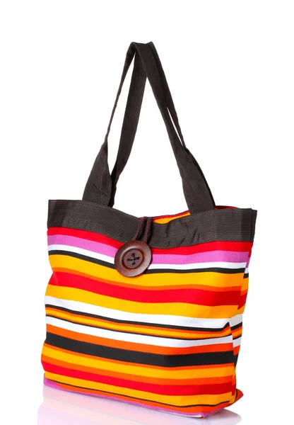 Parlak çizgili plaj çantası — Stok fotoğraf