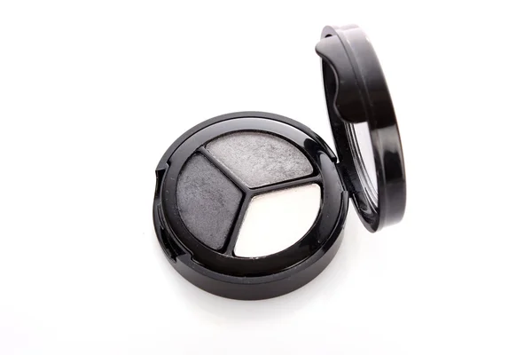 Professional cosmetics. Eyeshadows of white, grey and black colo — Stock Photo, Image