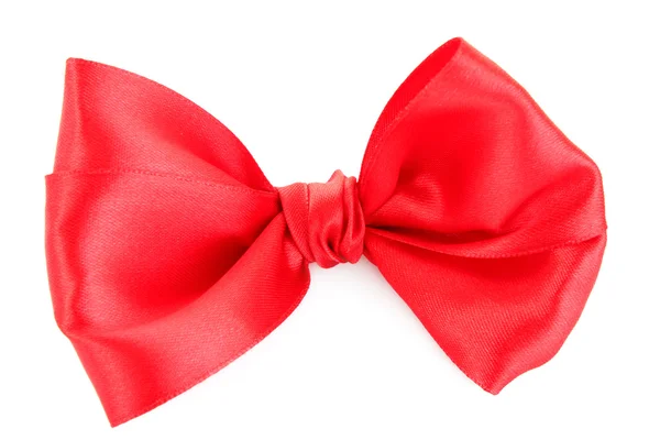 Red satin gift bow isolated on white — Stock Photo, Image