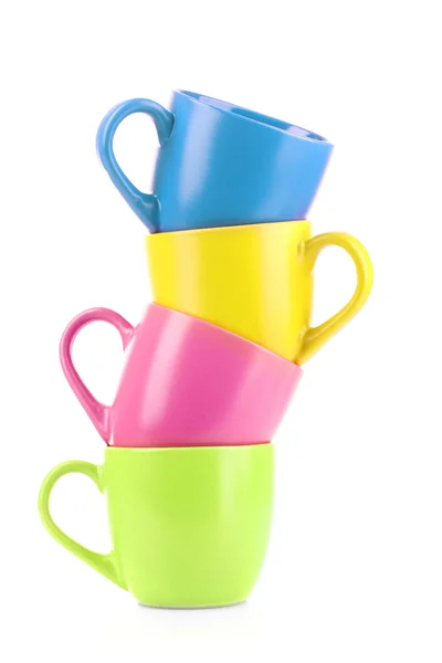 Set of colorful cups on white background — Stock Photo, Image