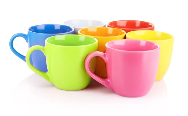 Conjunto de copos coloridos no fundo branco — Fotografia de Stock