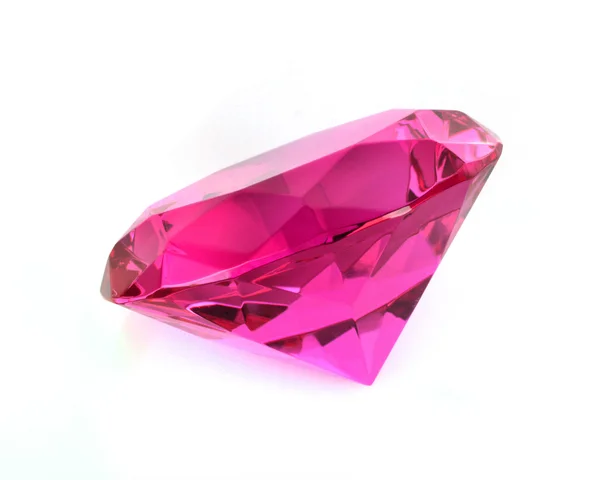 Primer plano de diamante rosa sobre fondo blanco —  Fotos de Stock