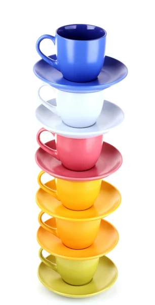 Beautiful color cups on a white background — Stock Photo, Image