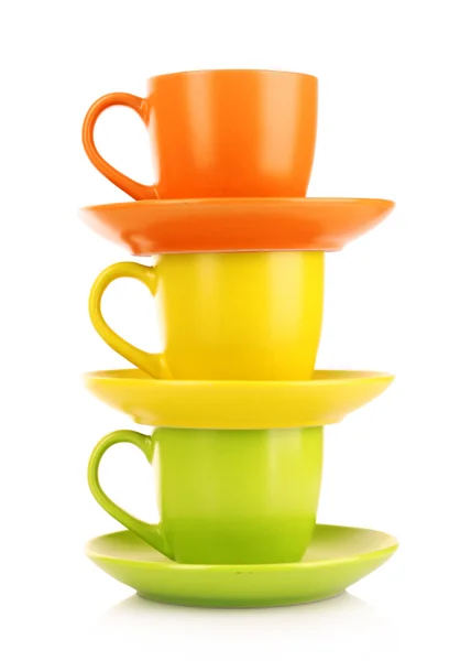 Beautiful color cups on a white background — Stock Photo, Image