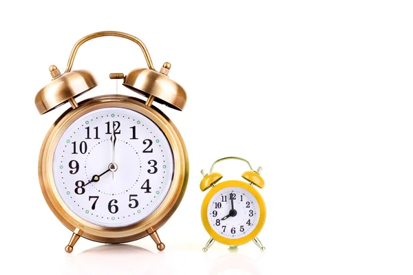 Two clocks on white background — Stock Photo, Image