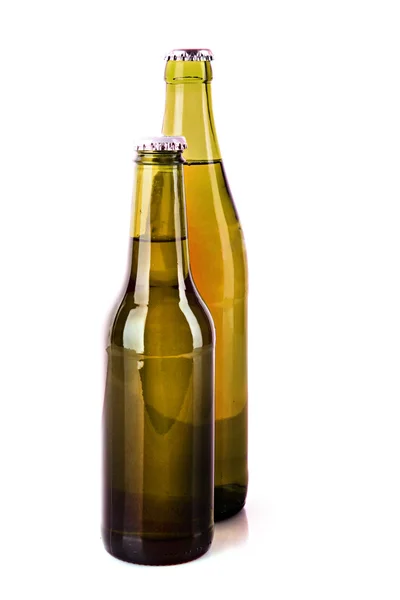 Flasker øl isoleret på hvidt - Stock-foto