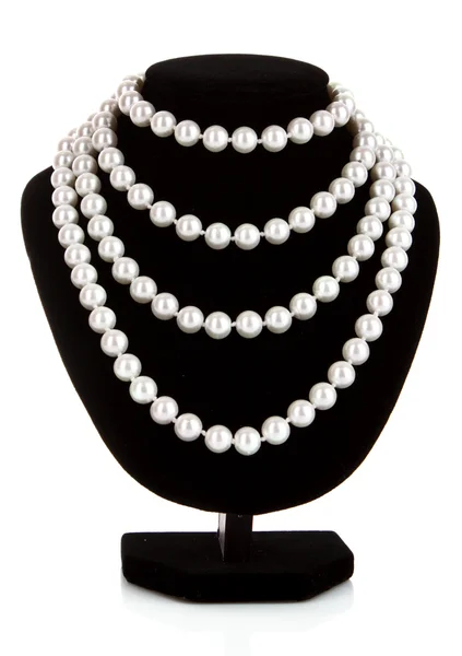 Pearl necklace on black mannequin — Stock Photo, Image