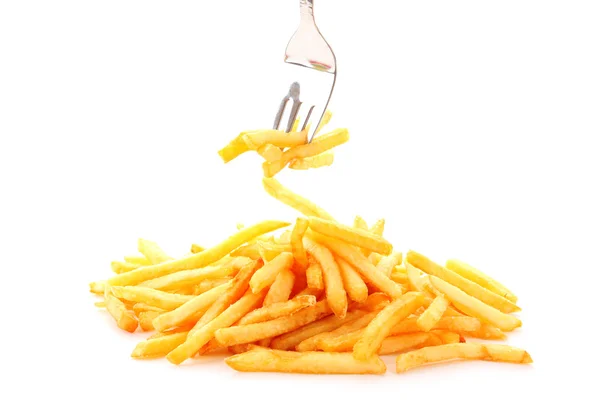 Fried potatoes on white background — Stock Photo, Image