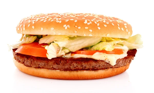 Burger σε λευκό φόντο — Φωτογραφία Αρχείου