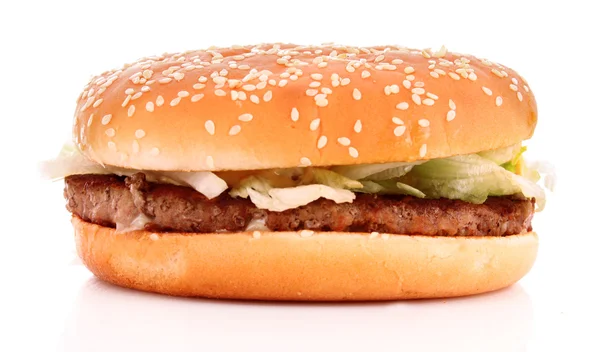 Hamburger with vegetables on white background — Stock Photo, Image