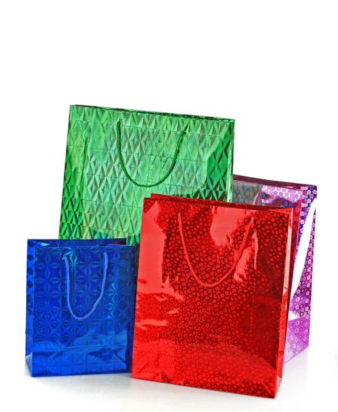흰색 배경에 고립 된 다채로운 쇼핑 가방 — 스톡 사진