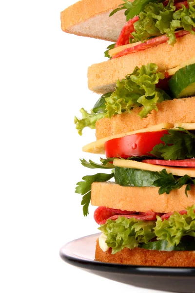 Beyaz zemin üzerinde büyük sandviç — Stok fotoğraf