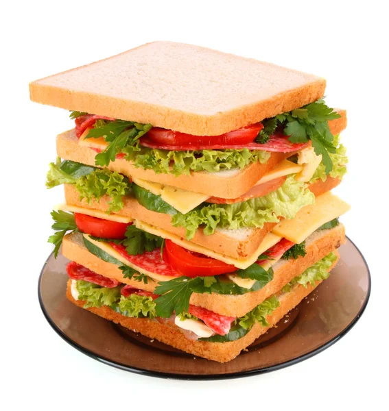 白い背景の上の巨大なサンドイッチ — ストック写真