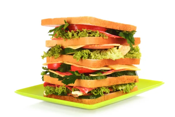 Enorme sándwich sobre fondo blanco — Foto de Stock
