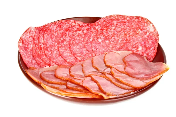 Slices of bacon on white background — Stock Photo, Image