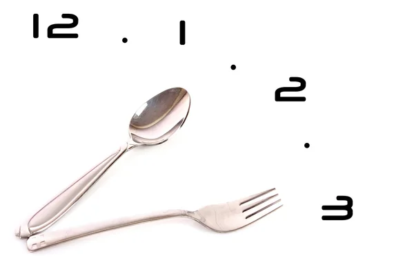 stock image Clock made of spoon and fork isolated