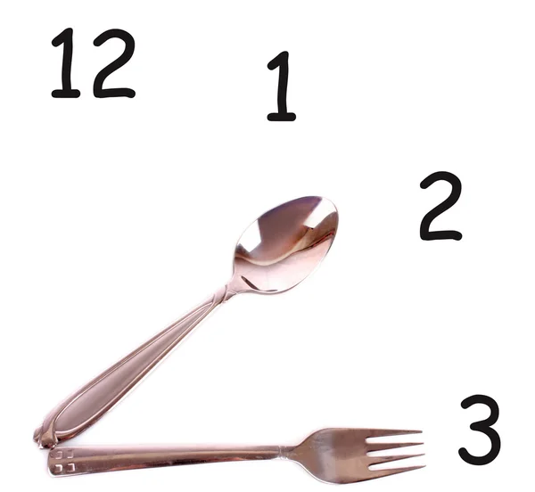 stock image Clock made of spoon and fork isolated