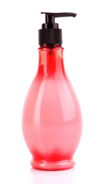 Rosa tvål flaska på vit — Stockfoto